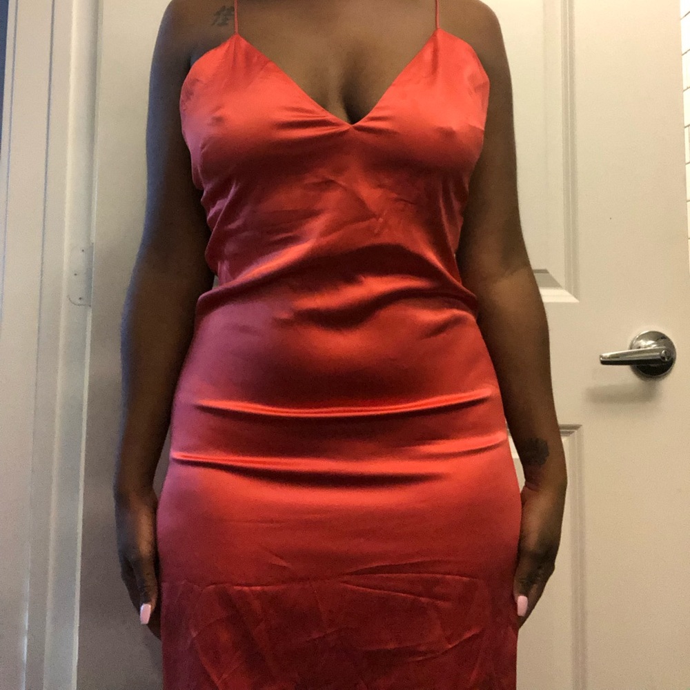 Silk coral dress